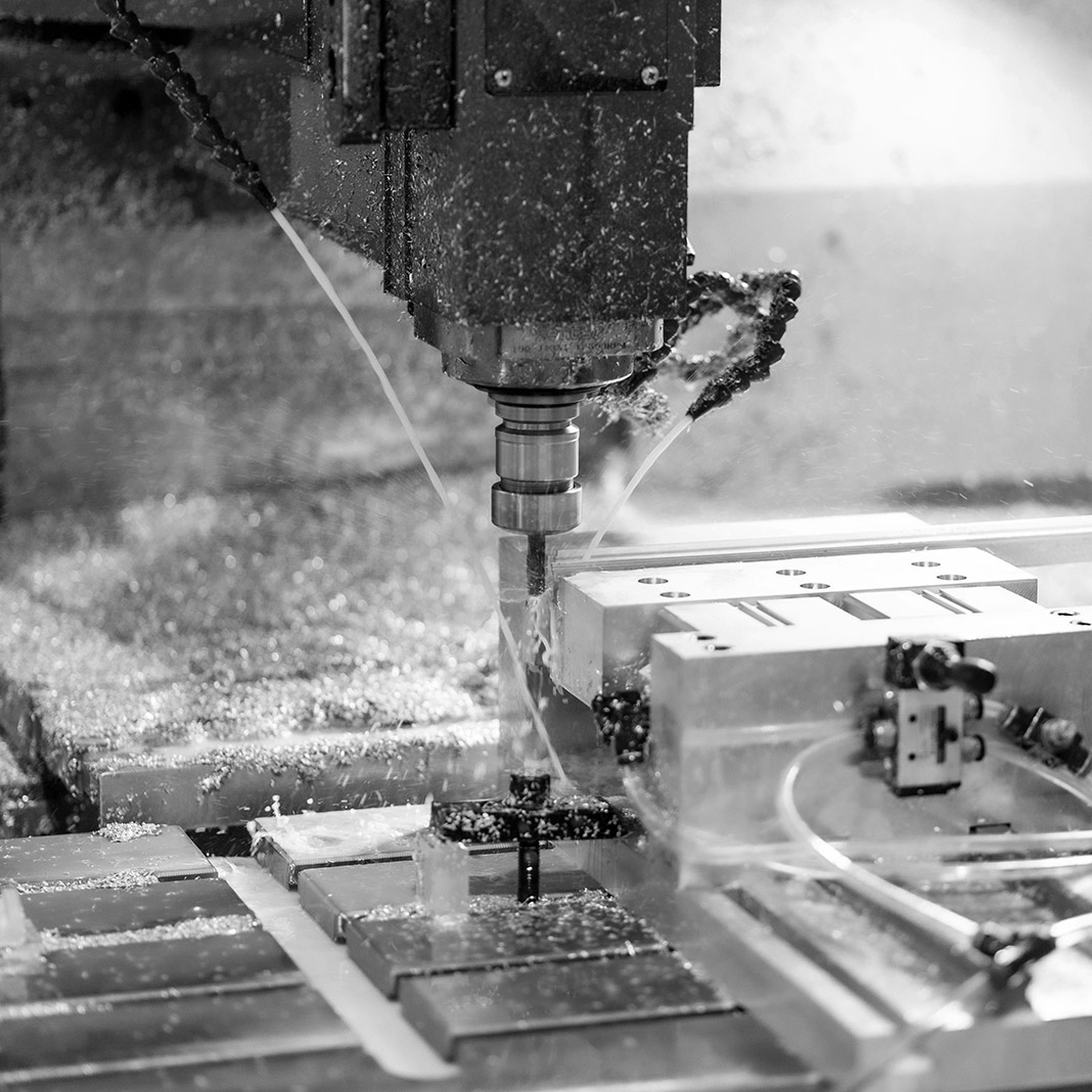 Close up of a component being CNC machined
